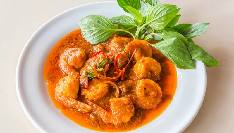 Curry de crevettes sucrées pimentées