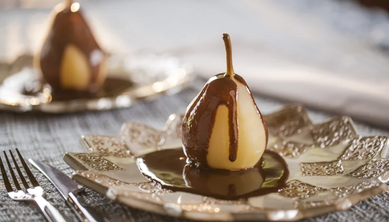 Poires au chocolat au micro-ondes