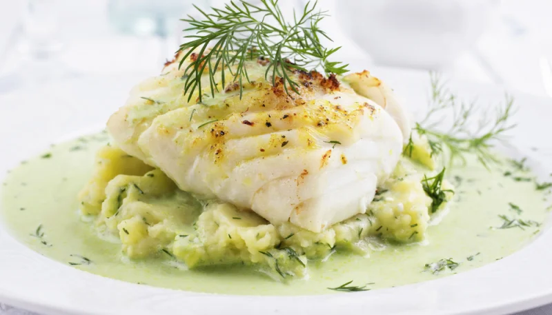 Filet de merlan et sa purée au citron vert