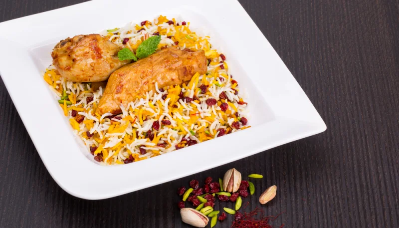Riz au poulet et aux myrtilles