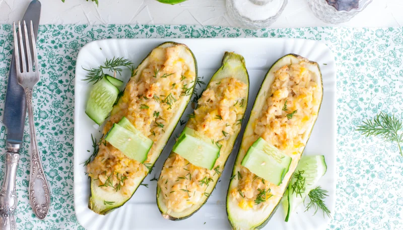 Courgettes farcies au cabillaud