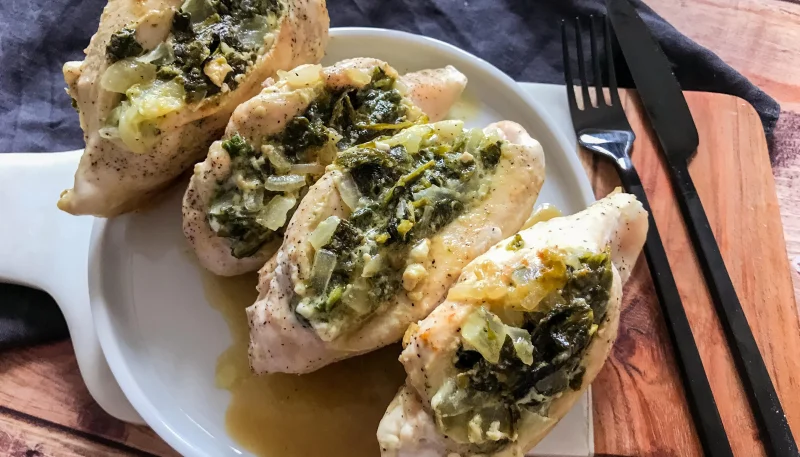 Blancs de poulet farcis aux épinards