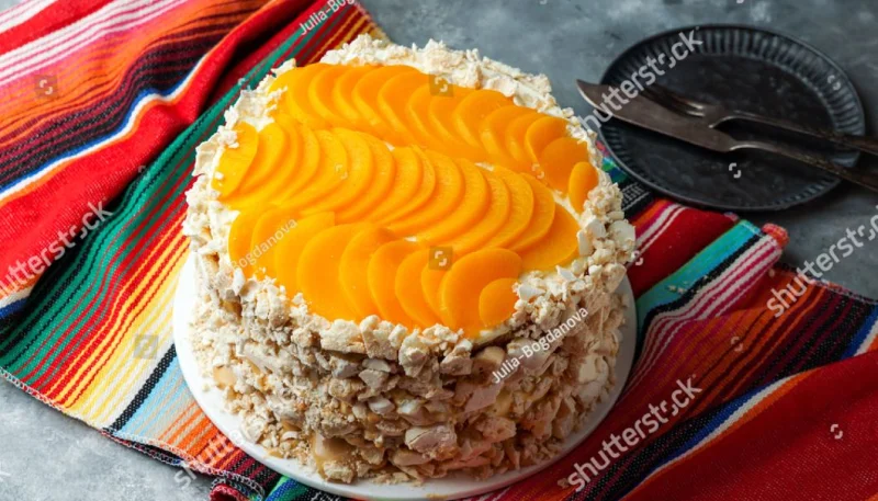 Gâteau uruguayen aux pêches et aux meringues