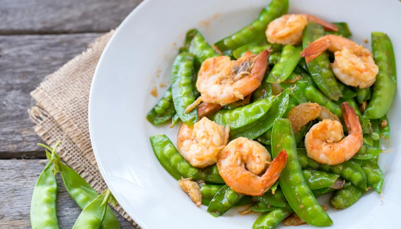 Crevettes aux pois gourmands