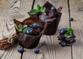 Muffins chocolat aux myrtilles sans gluten