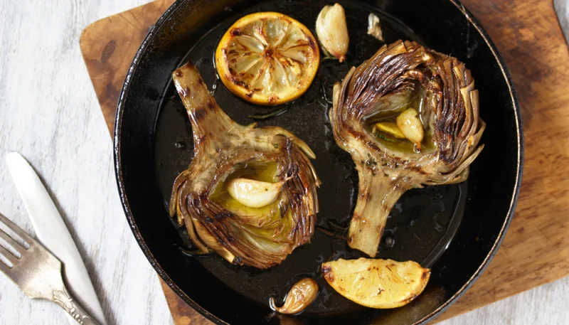 Poêlée d’artichauts à l’ail et au citron