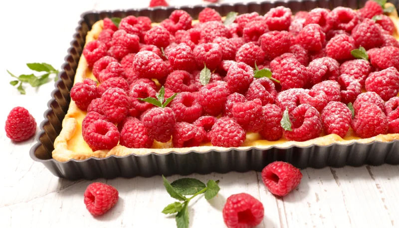 Tarte aux framboises et à la crème de citron