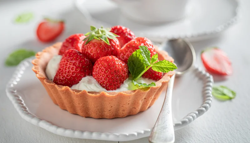Tartelettes aux fraises et à la menthe