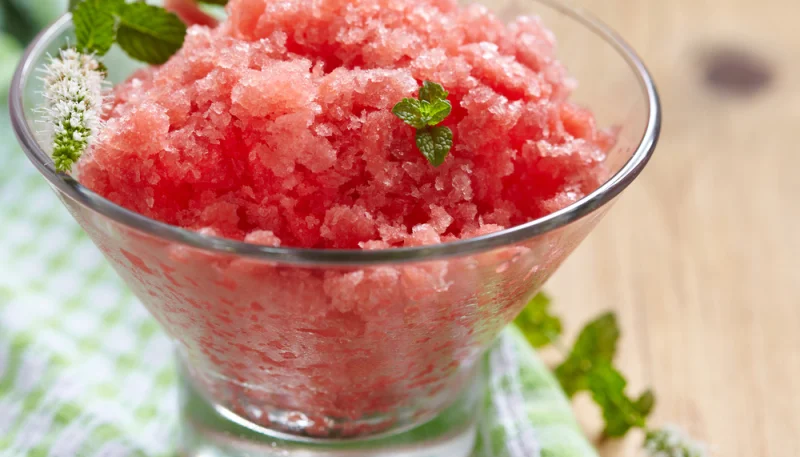 Granité de pastèque et fraises