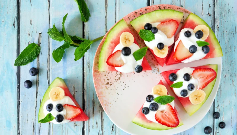 Pizza pastèque aux fruits