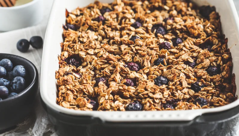 Crumble aux myrtilles et aux flocons d’avoine