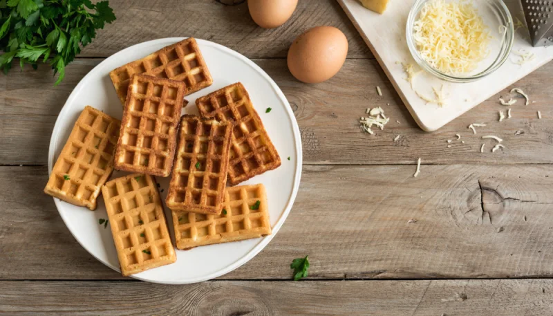 Gaufres salées jambon fromage