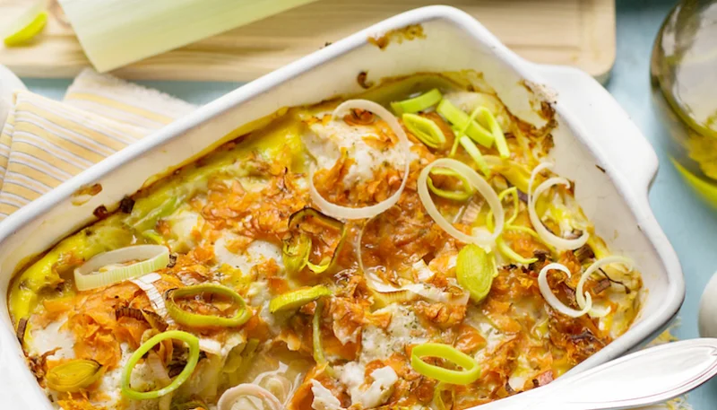 Gratin de courge butternut aux poireaux