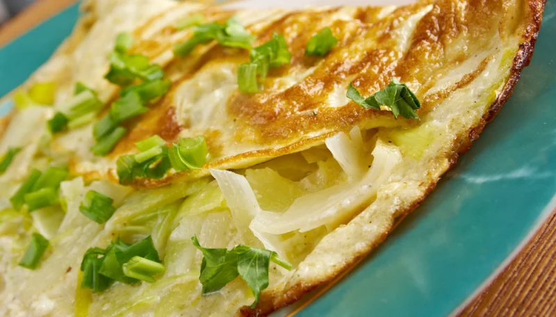 Omelette poireaux fines herbes