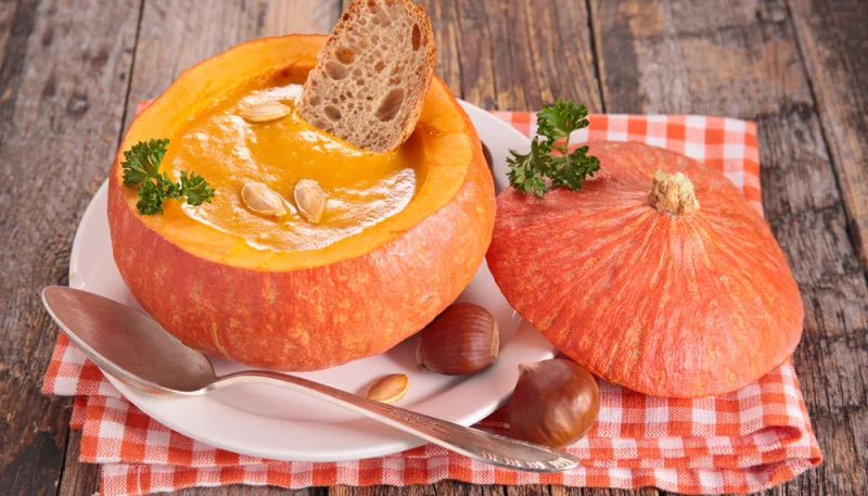 Soupe de potiron et châtaignes