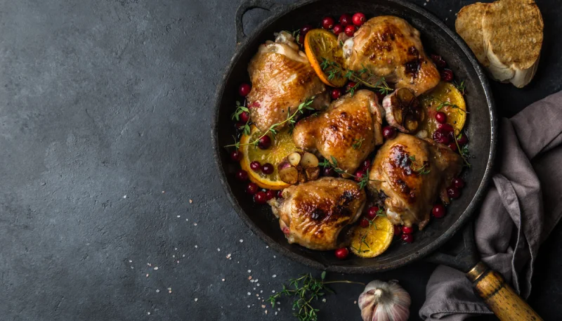 Poulet rôti à l’orange et cranberries