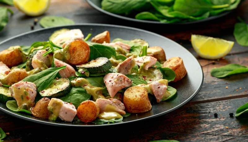 Salade de pommes de terre au saumon