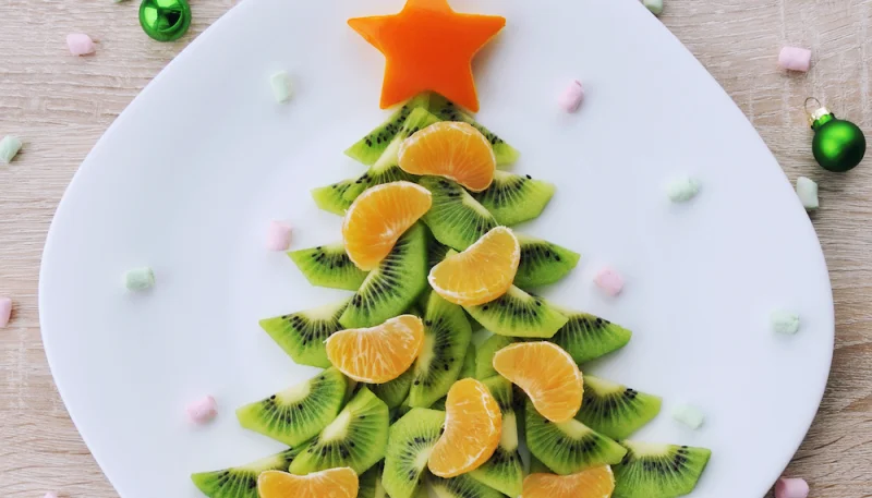Sapin de Noël au kiwi et à la clémentine