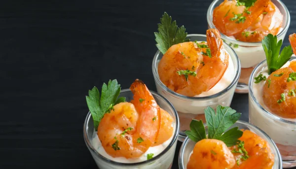 Verrine de légumes aux crevettes et fromage blanc