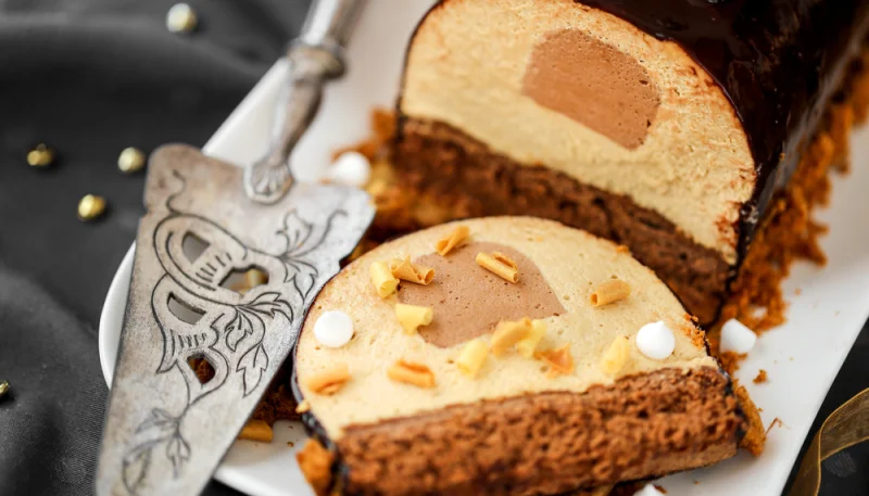 Bûche à la vanille et au caramel beurre salé