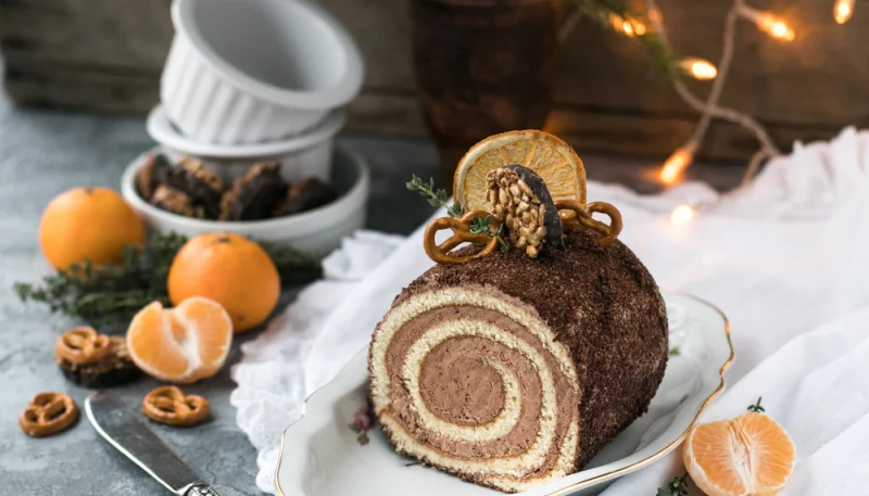 Bûche au chocolat et à la mandarine
