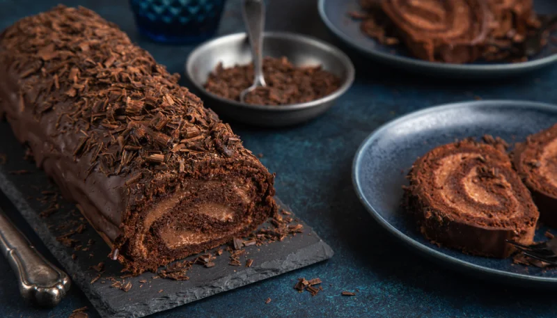 Bûche au chocolat et au caramel