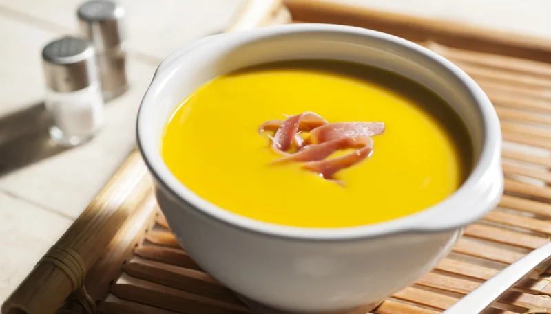 Velouté au potiron et au jambon