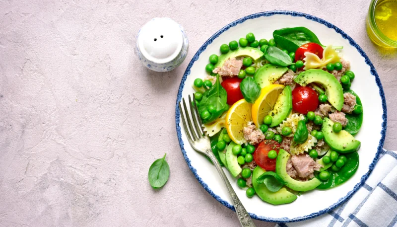 Salade de pâtes aux petits pois et à l’avocat