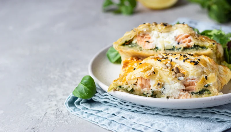 Feuilleté au saumon, épinards et ricotta