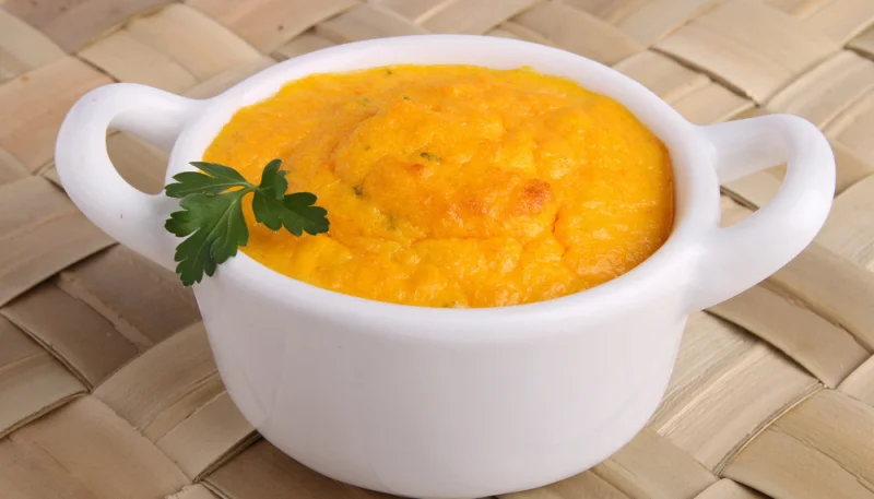 Flan de carottes, mimolette et piment d'Espelette