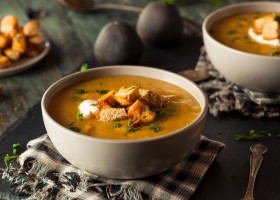 Velouté de potiron-coco et pain d'épices