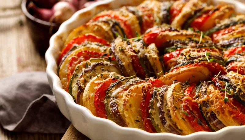 Gratin de pommes de terre aux aubergines