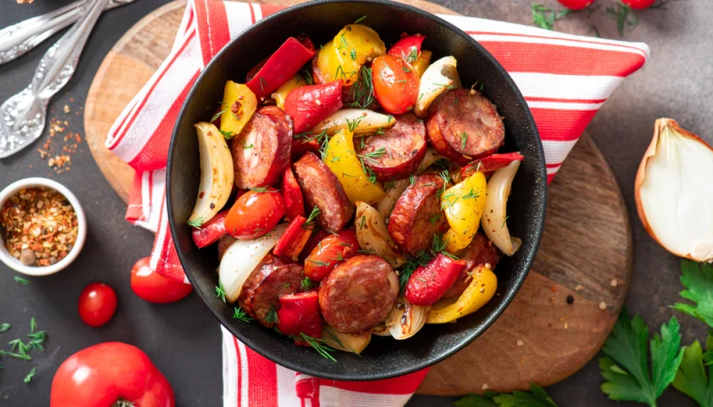 Saucisses aux poivrons