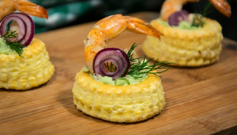 Feuilletés aubergines-crevettes