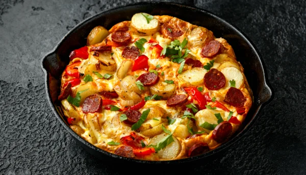 Tortilla espagnole aux poivrons et chorizo
