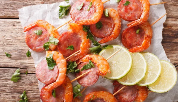 Amuse-bouche de gambas au chorizo