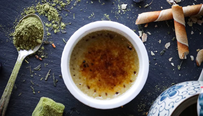 Crème brûlée au thé matcha