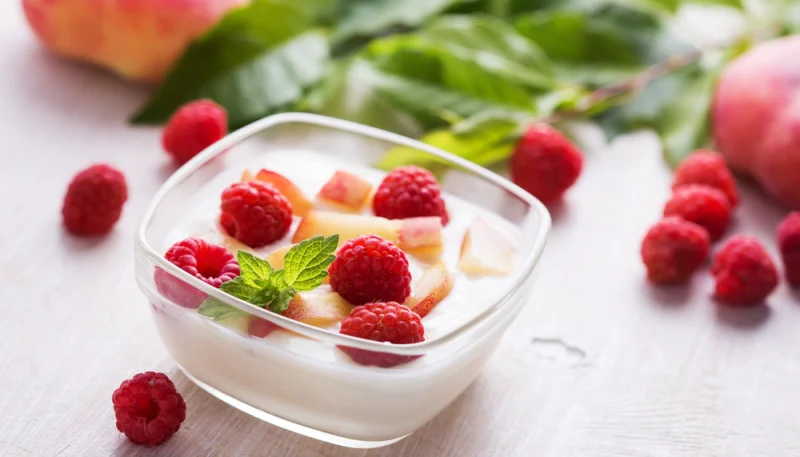 Crème pêches framboises