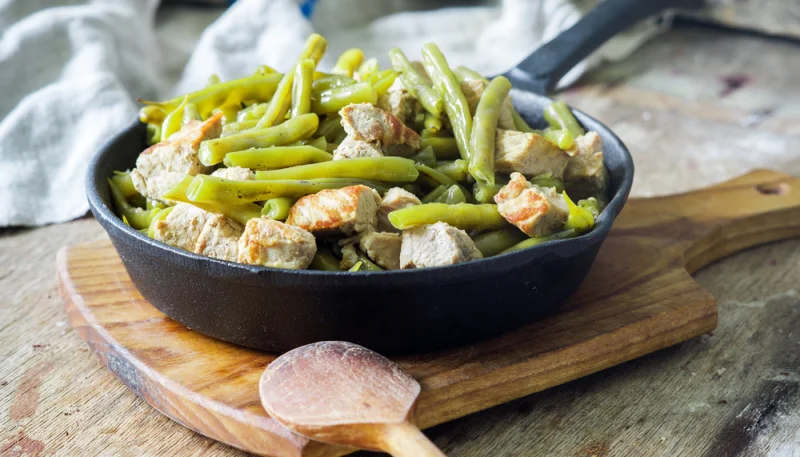 Poêlée de poulet et haricots verts