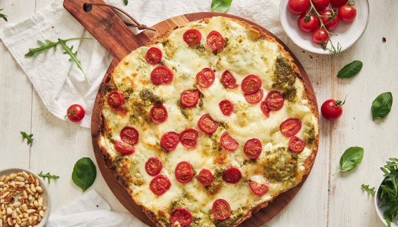 Tarte rustique aux tomates cerises et au pesto