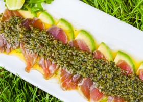 Carpaccio de poisson au pesto
