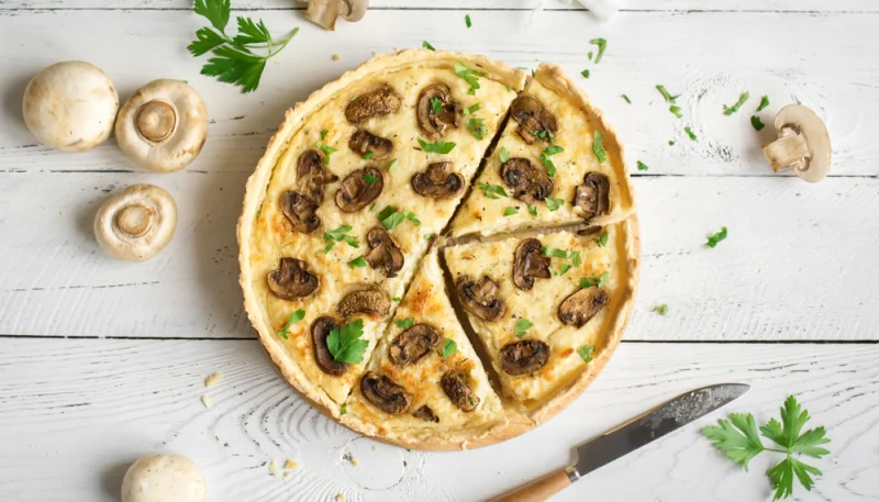 Quiche roquefort et champignons