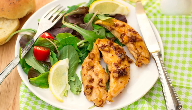 Aiguillette de poulet à l'ail et au miel