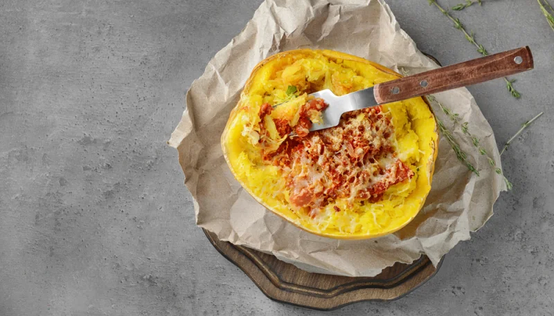 Courge spaghetti à la bolognaise