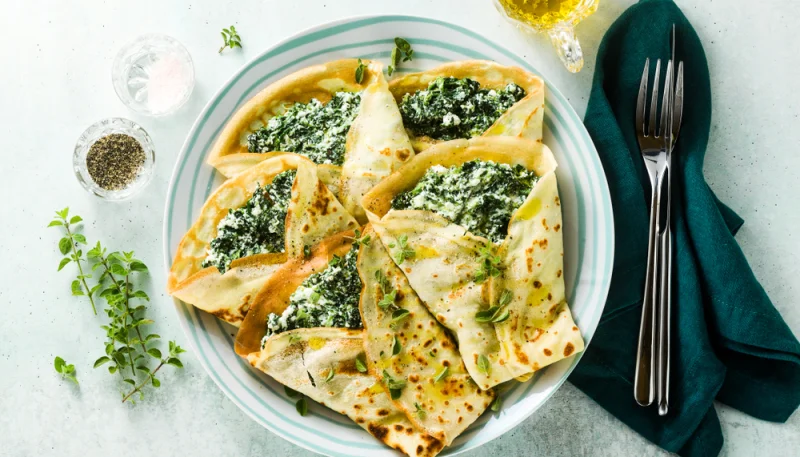Crêpes aux épinards et au jambon