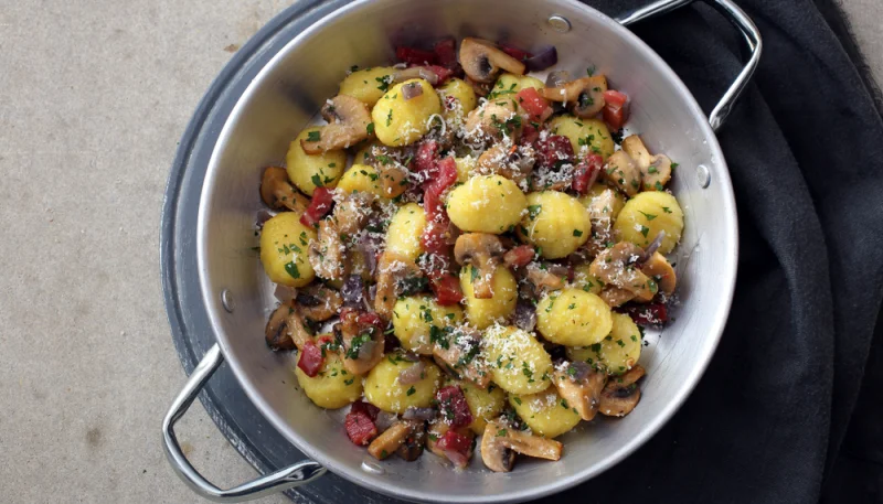 Gnocchis aux champignons et lardons