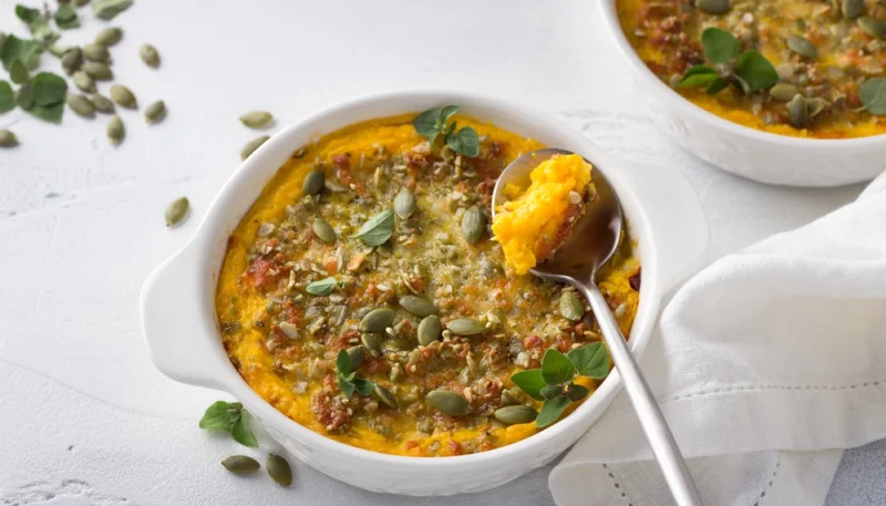 Flan de courge butternut au bleu d'Auvergne