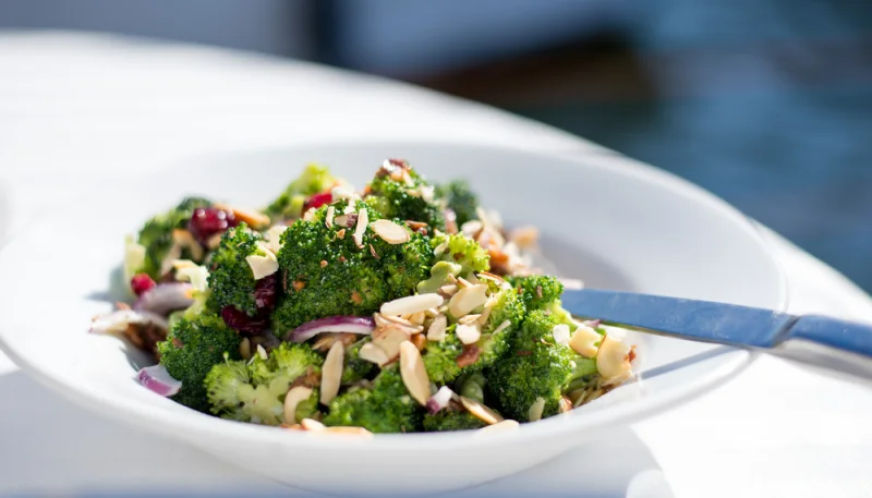 Salade de brocoli pousses de soja et cranberries