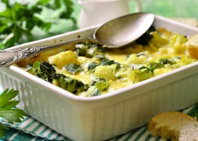 Gratin de chou-fleur, brocoli et jambon