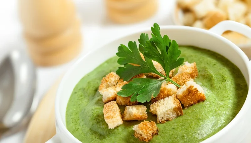 Soupe de cresson au pain d'épice